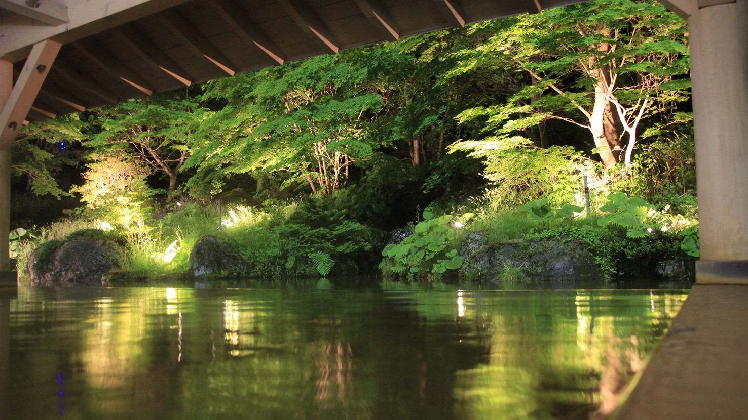 【雫石高倉温泉（夏）】夜のライトアップ