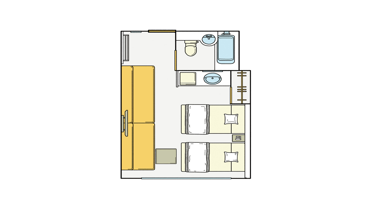 サウスウイングスタンダードツイン：部屋見取り図