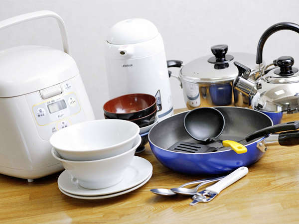 ミニキッチン付のお部屋には、調理器具も無料貸出も可能です♪