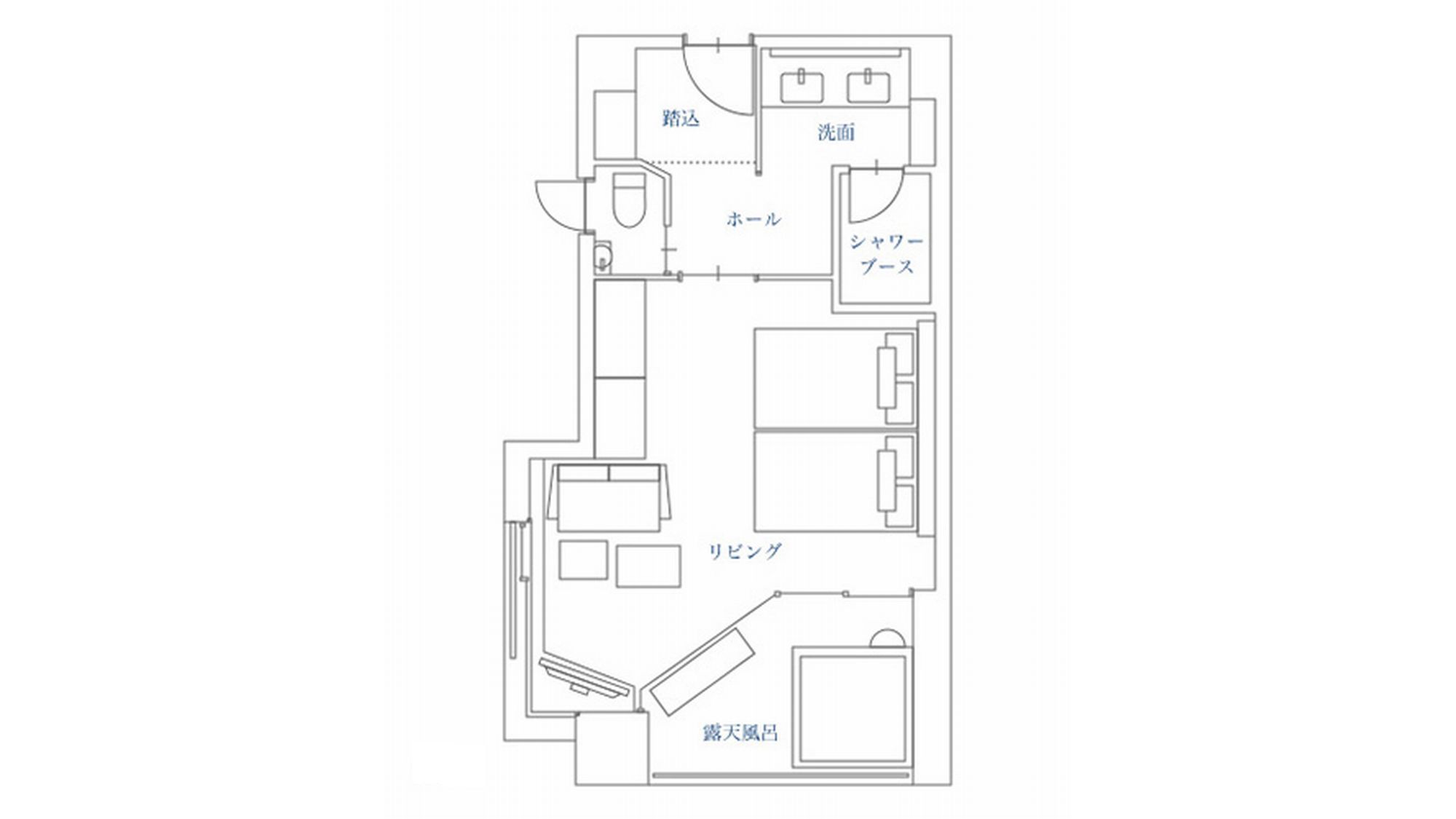 温泉掛流し露天風呂付コーナーツイン『碧』