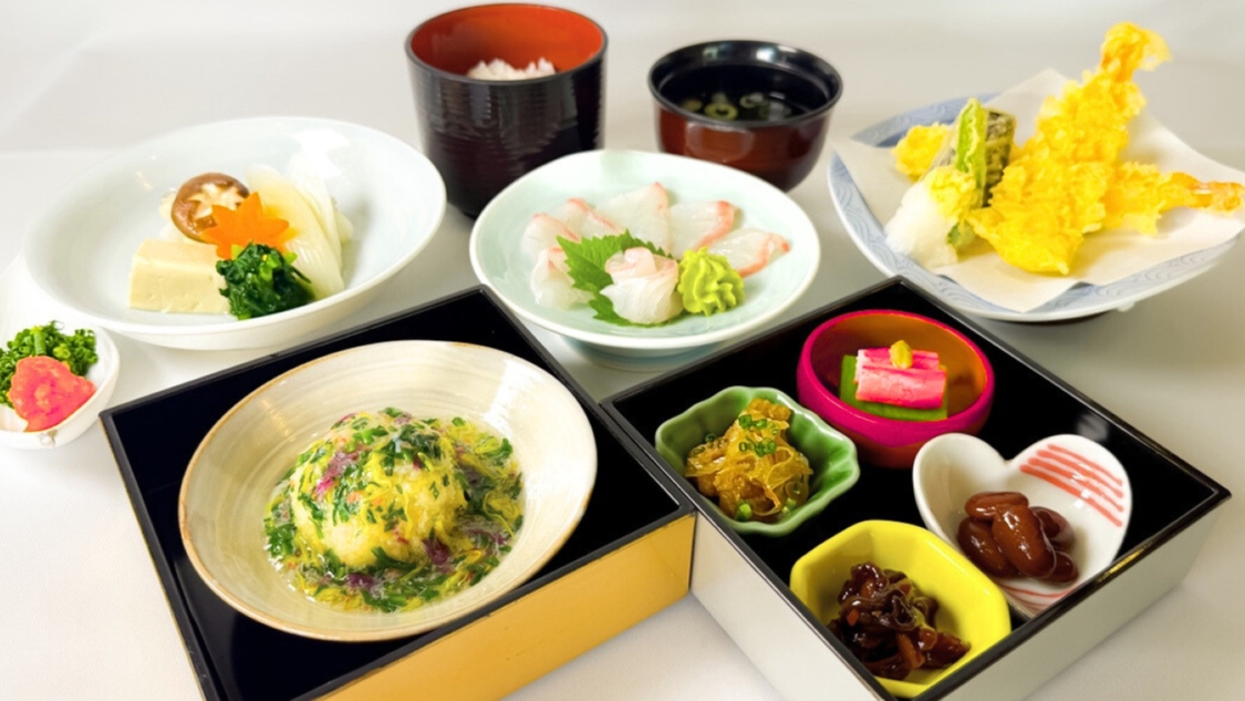 【夕食】生簀篭御膳天ぷらなどをご用意いたします
