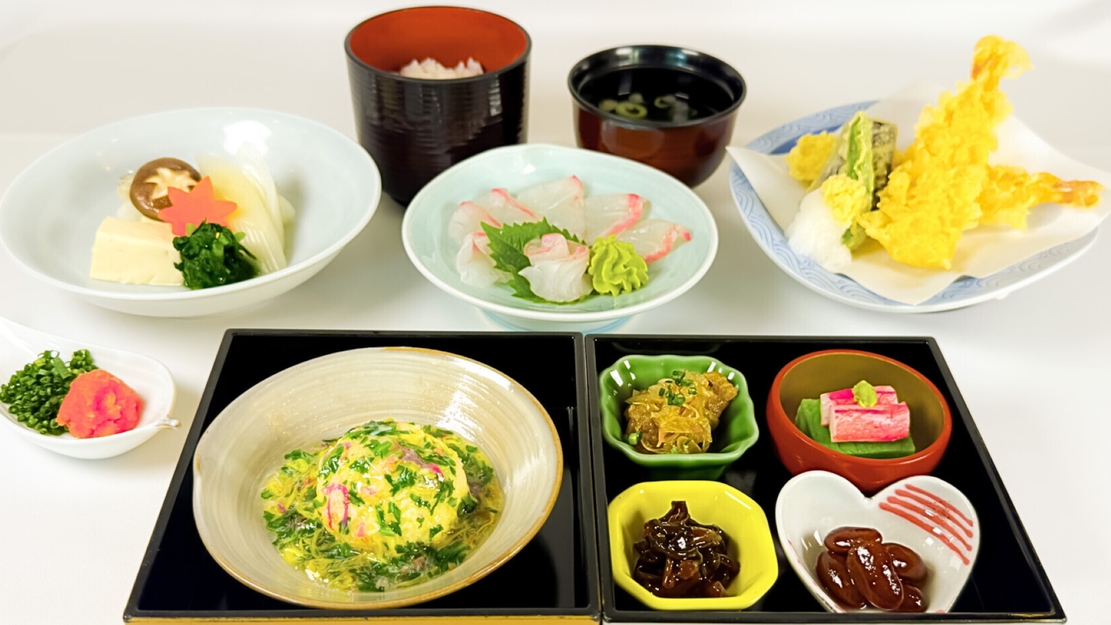 【夕食】生簀篭御膳天ぷらなどをご用意いたします