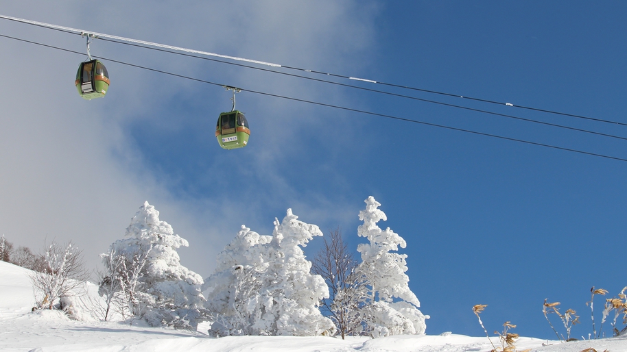 東館山ゴンドラリフト ゴンドラ山頂からの北アルプスなどの絶景眺望がひろがります。
