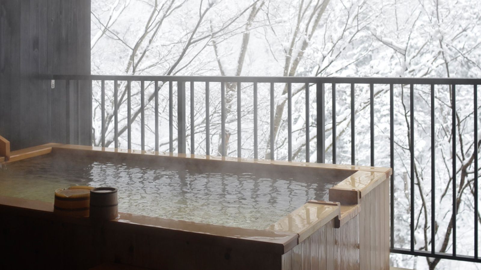 渓谷風呂雪景色