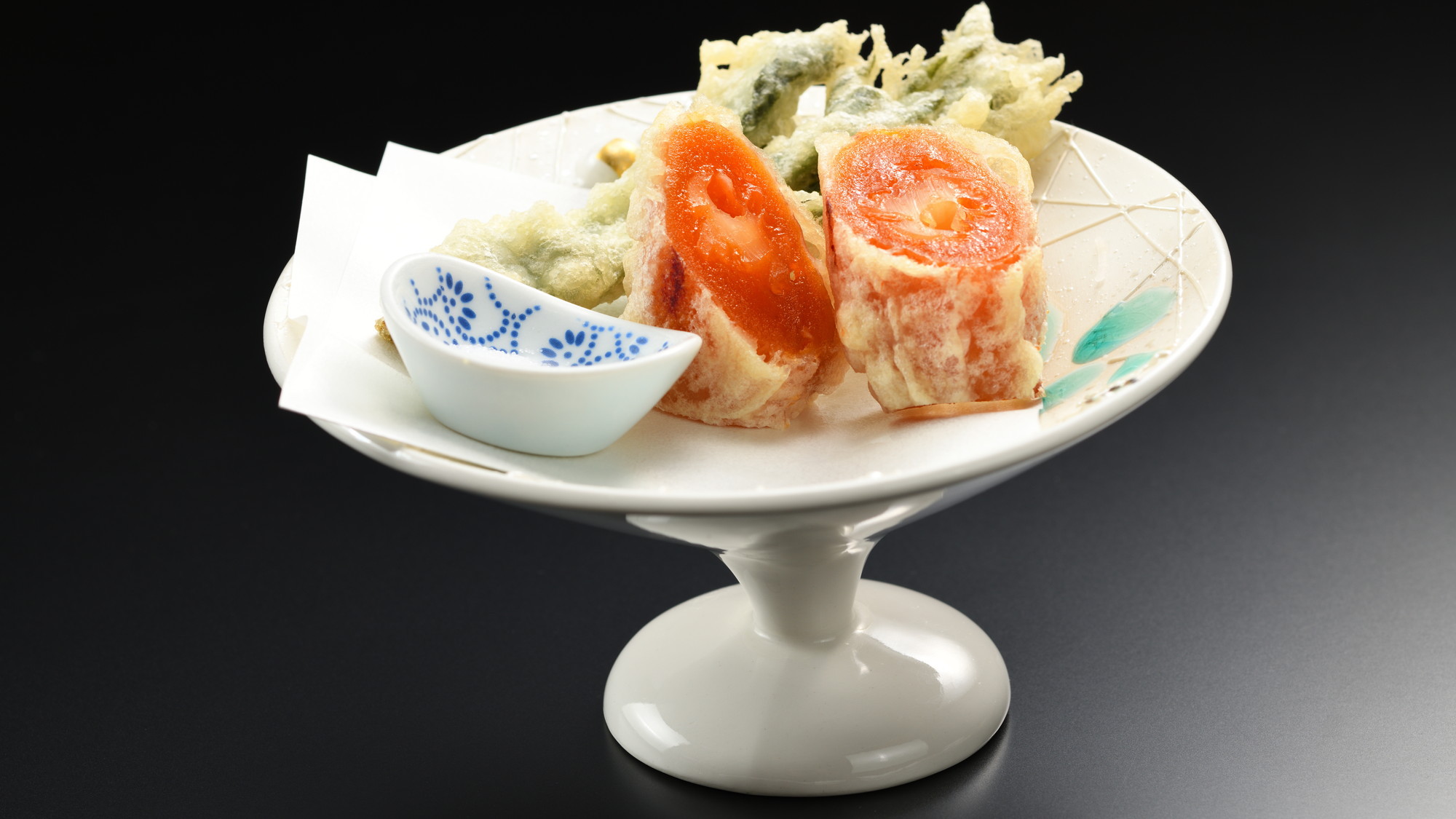 あんぽ柿チーズ巻 タラの芽天ぷら(大鳥の膳)(2025年2月〜5月)