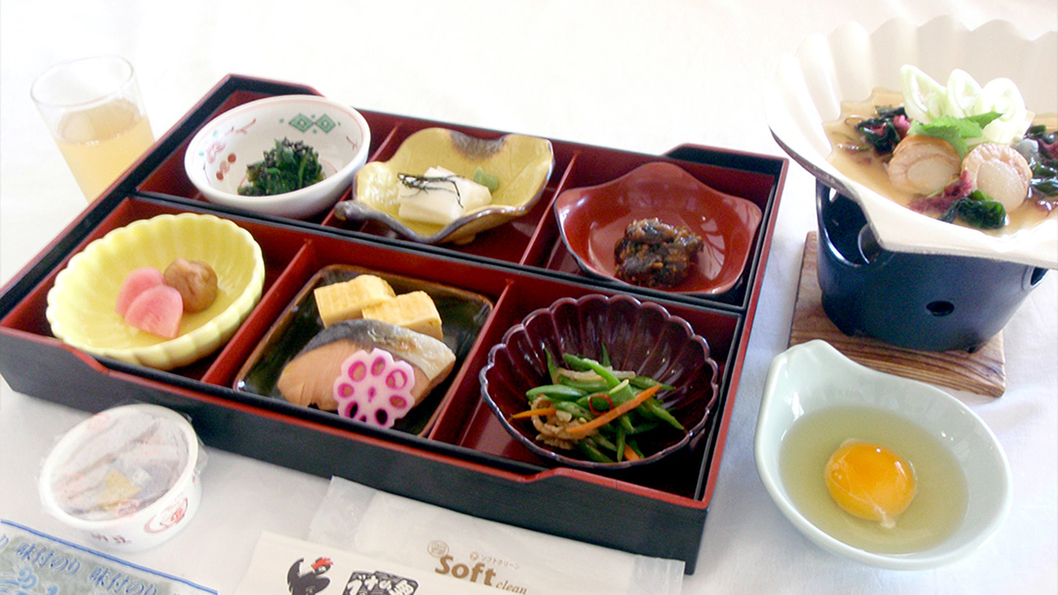 #朝食青森名物”;ほたて味噌”;など、地元食材が朝から嬉しい♪