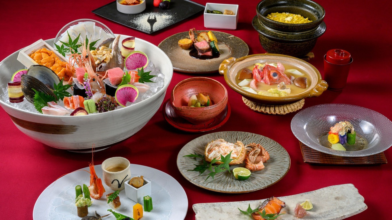 至高会席「茜山膳」一例／地域と季節が育んだ特選素材を使用した和食会席