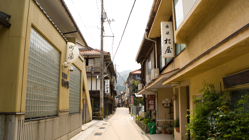 *【俵山温泉エリア】近くの高台から見下ろした俵山温泉街です。