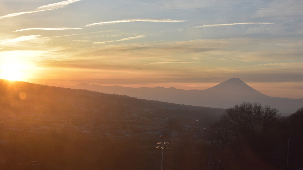 富士山側客室からの朝日