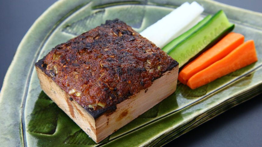 そば会席オリジナル焼き味噌！新鮮野菜をつけて♪