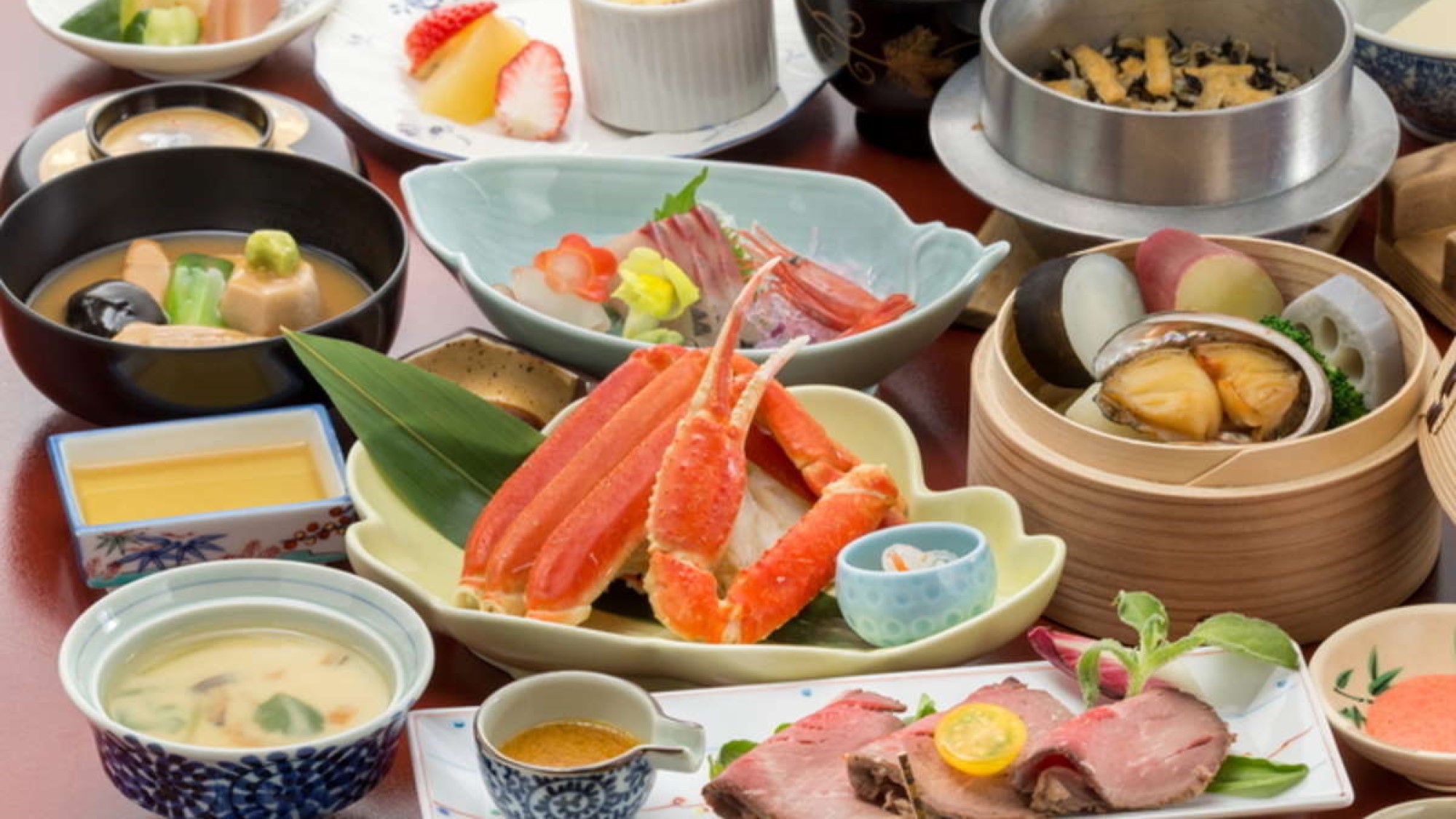 【当館人気No1会席】加賀郷土料理&鮮魚&ローストビーフ&鮑にこの季節だけ「ズワイ蟹」付！