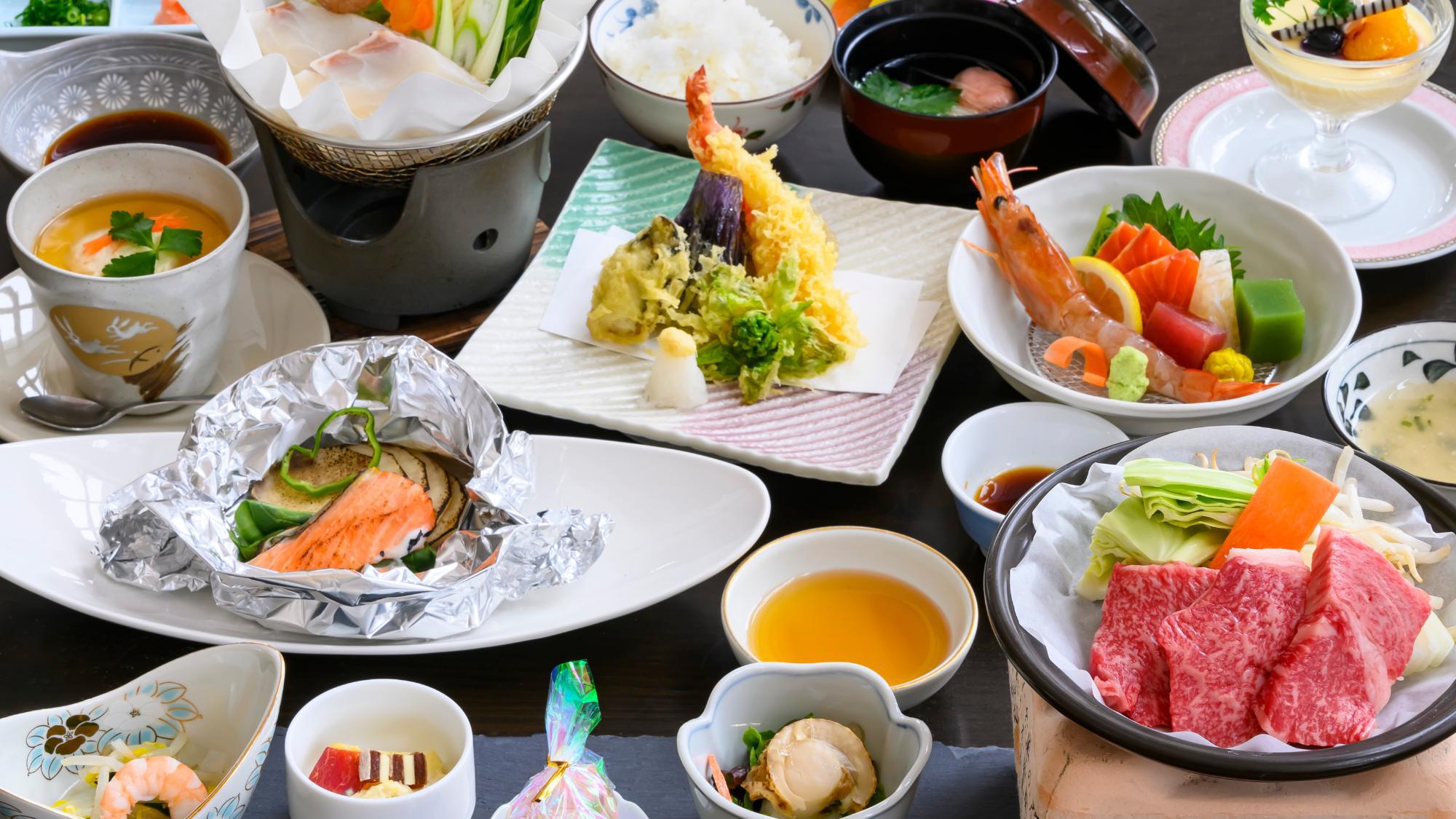 【冬のりんどう会席】県産ブランド牛「蔵王牛」と四季折々の山形の味覚を味わう。※写真はイメージです