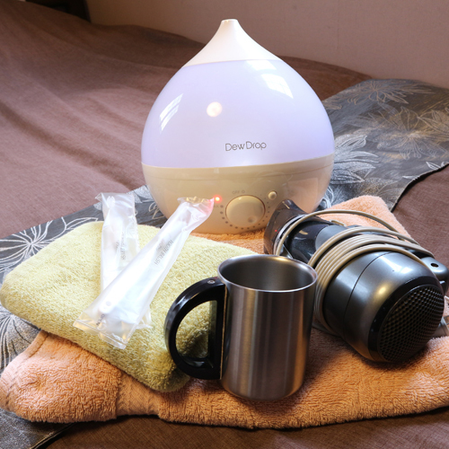 *共通アメニティ／加湿器、ドライヤー、タオル、ハミガキセット