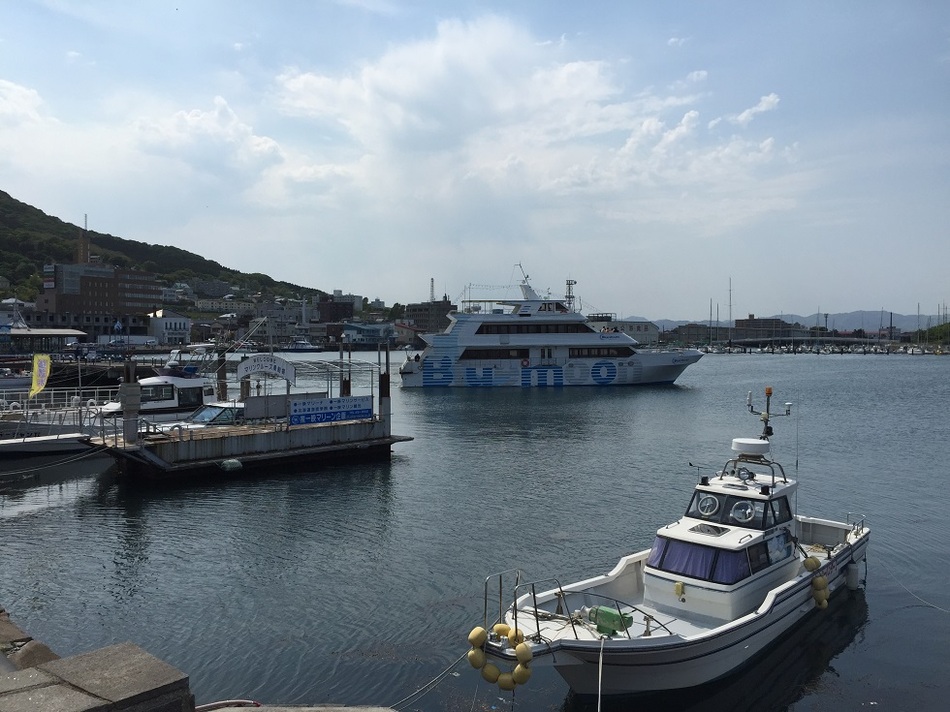 函館港と遊覧船