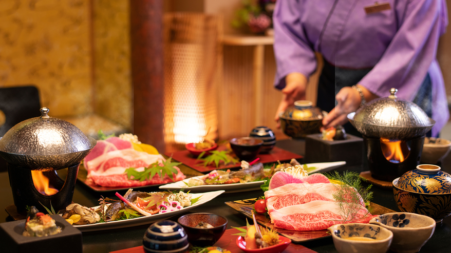 お部屋食イメージ会津の美酒・美食の数々をお部屋にご用意いたします