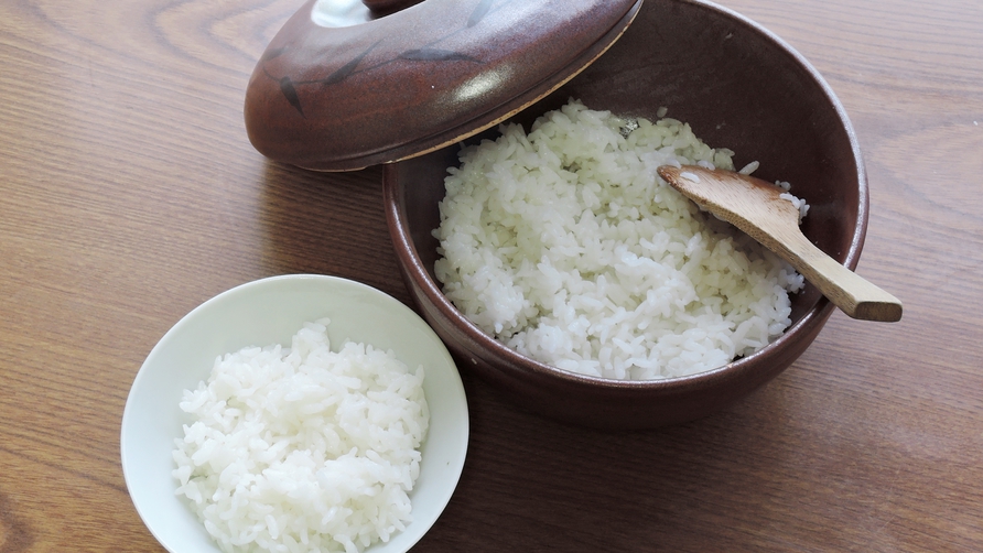 *自家菜園の白米。もちもちのお米が最高です♪