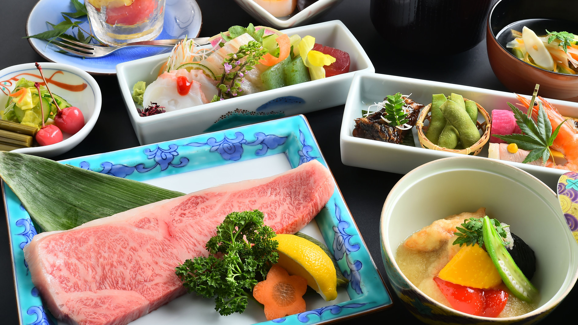 米沢牛ステーキ膳（米沢牛お料理一例）