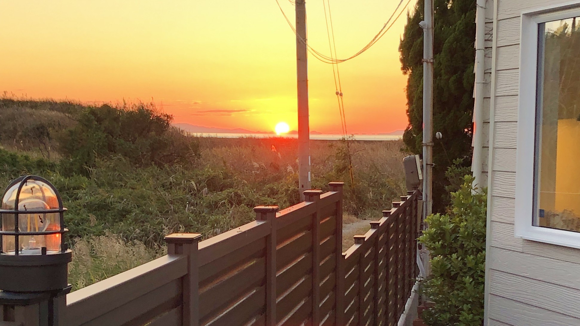 テラス席からの夕陽