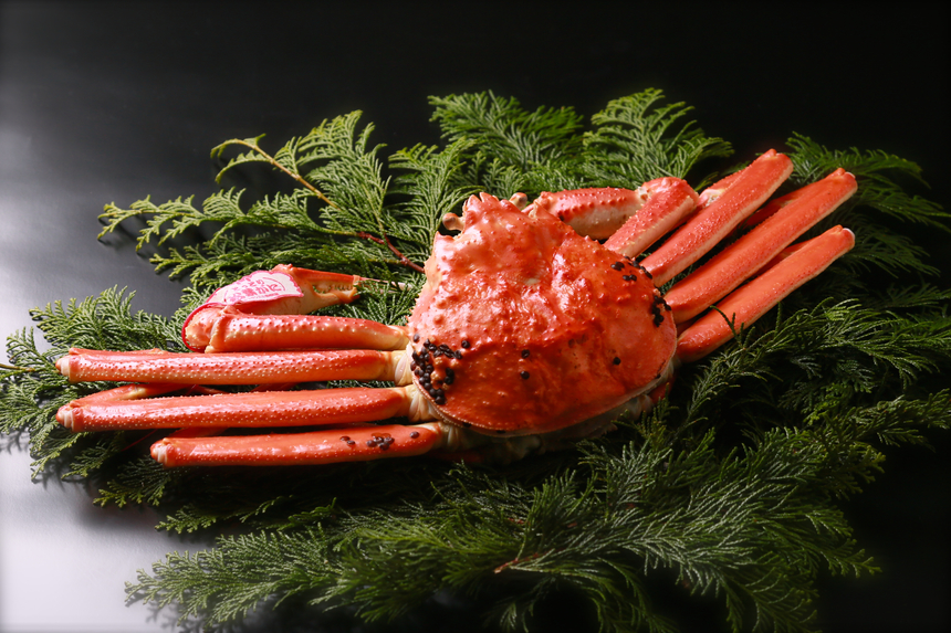 目の前に広がる日本海で水揚げされる松葉ガニは刺身でも、茹でても、焼いても絶品です。写真提供：鳥取県
