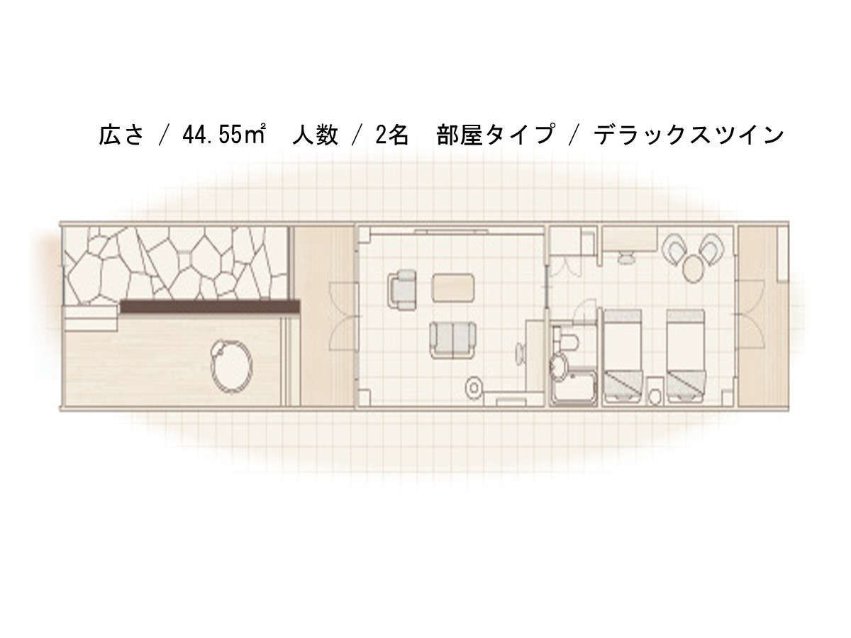 【火水風別館】デラックスツインルーム平面図