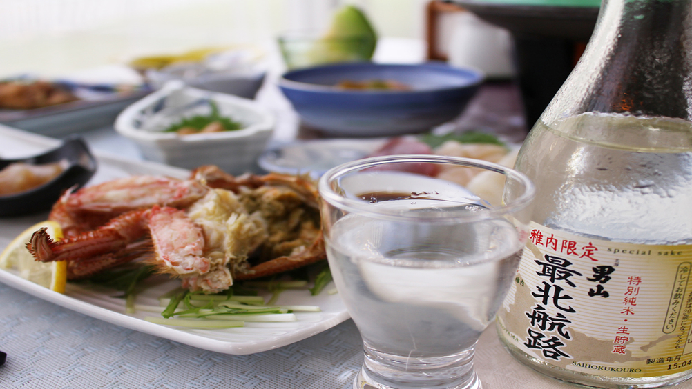 *【夕食全体例】稚内限定の日本酒「最北航路」がセットになったプランもございます。