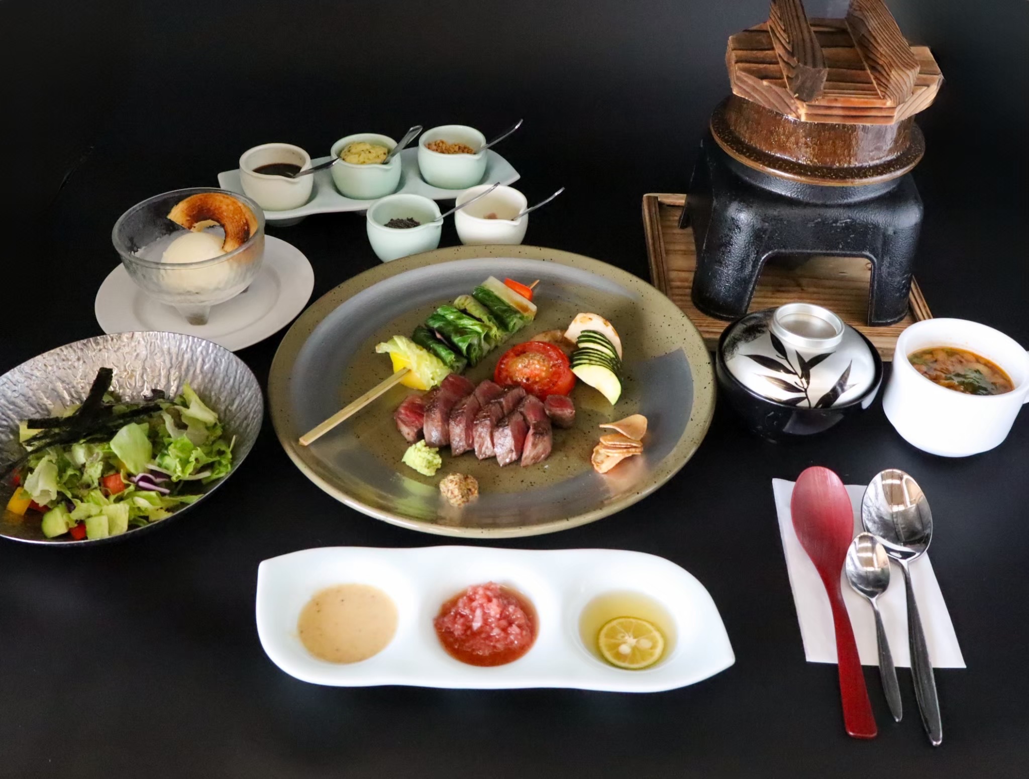 鉄板焼きランチ国産牛赤身コース