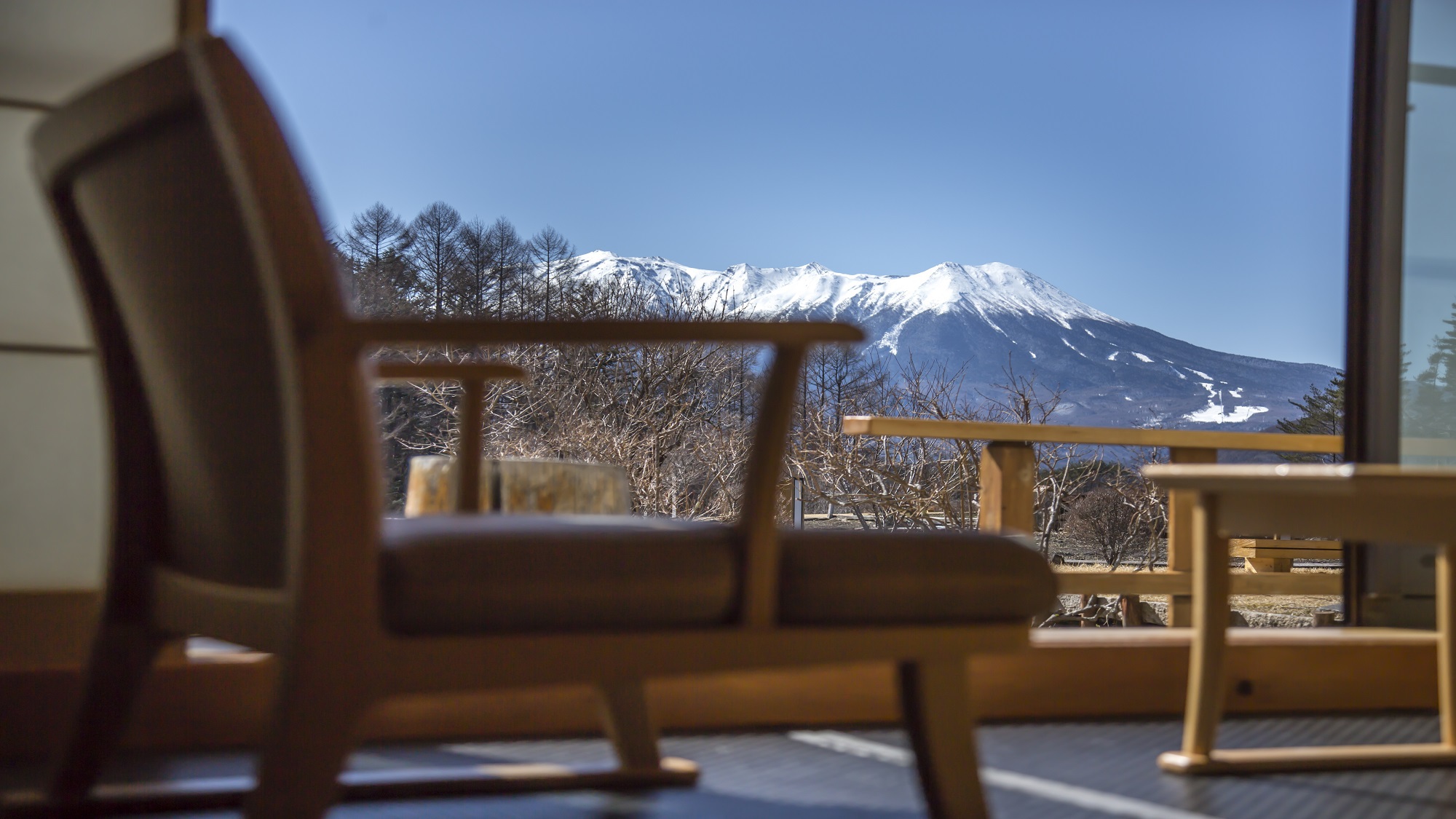 1階10畳和室広縁から見る御嶽山