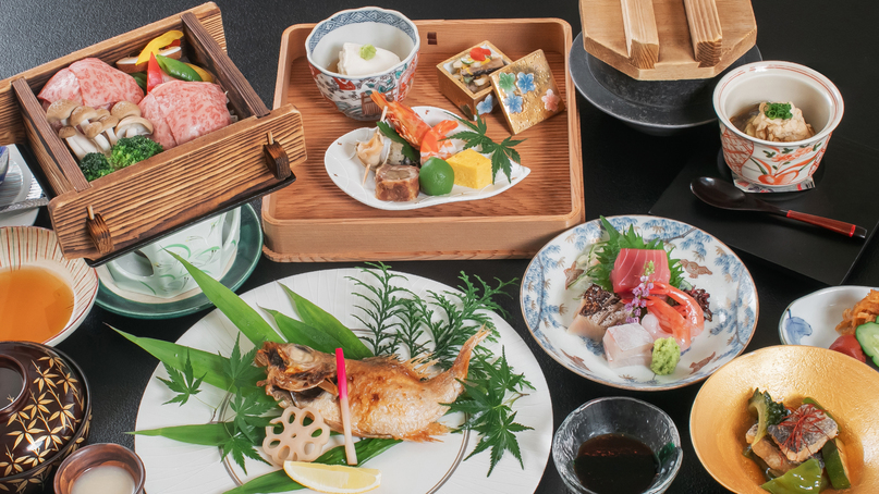 【料理】にいがた和牛源泉蒸し&のどぐろ塩焼き『美味食彩プラン】