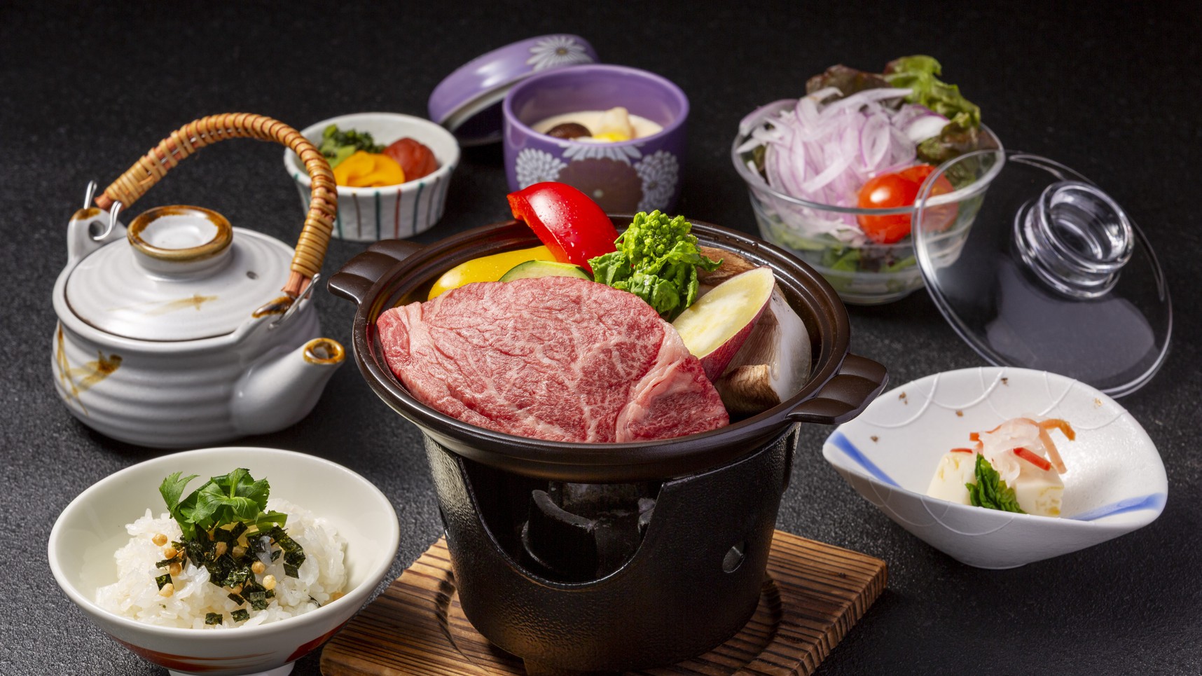 藍彩阿波牛陶板焼き御膳