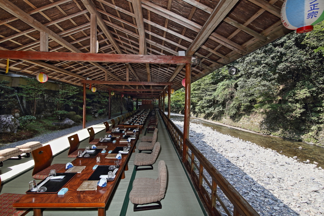 川風流れる川床