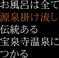 お風呂は全て源泉掛け流し伝統ある宝泉寺温泉につかる