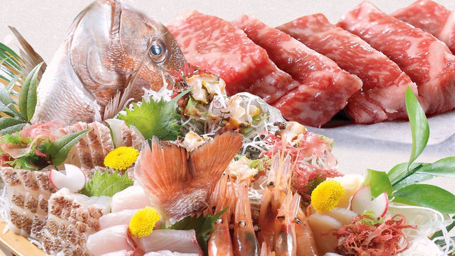 【舟盛＋牛ステーキ付きコース】日本海直送の旬魚とジューシーな牛ステーキを欲張りに堪能！！