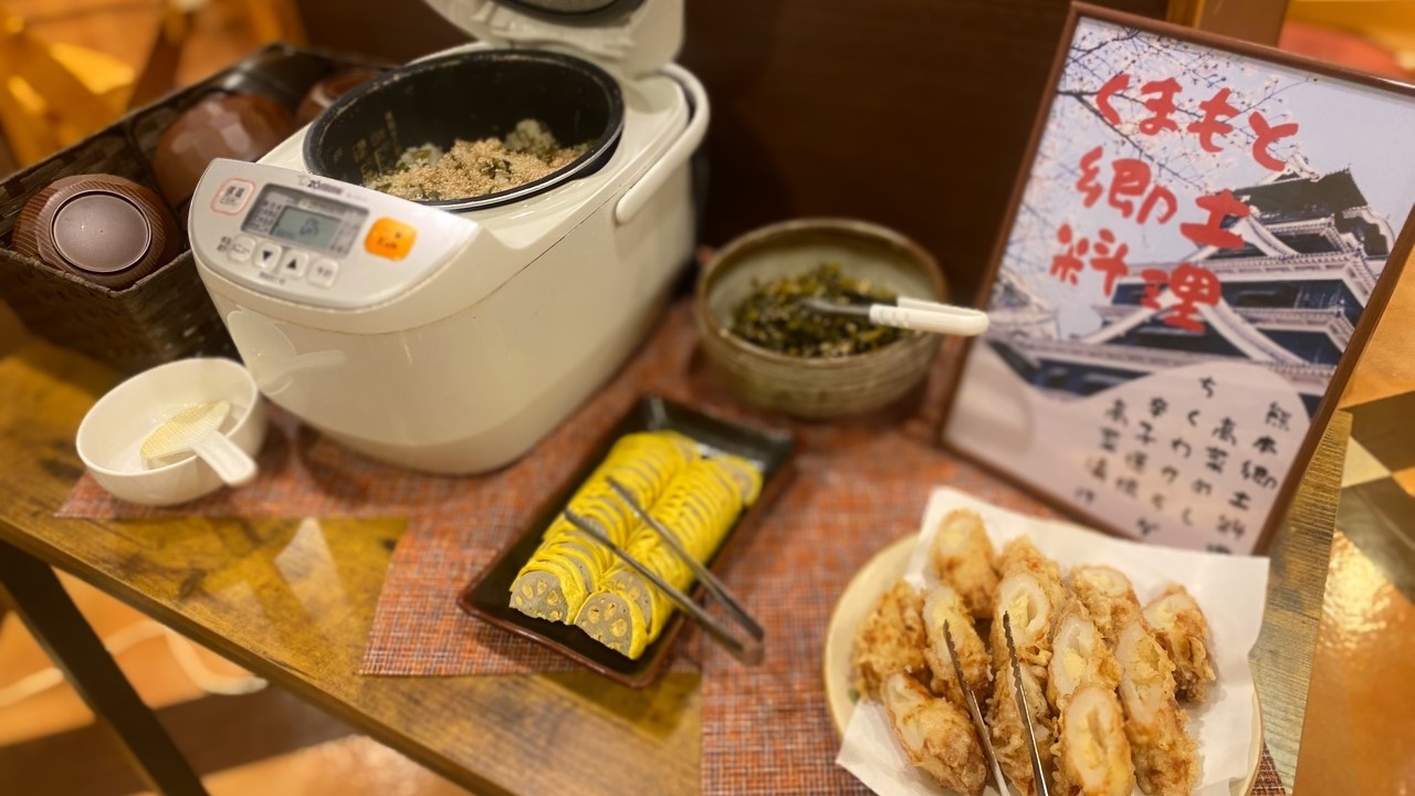 朝食バイキング6:30−9:00熊本郷土料理を朝食にて提供中