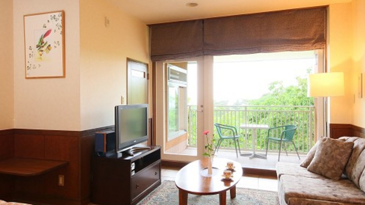 アネックステラスと半露天が付いた一番広いお部屋