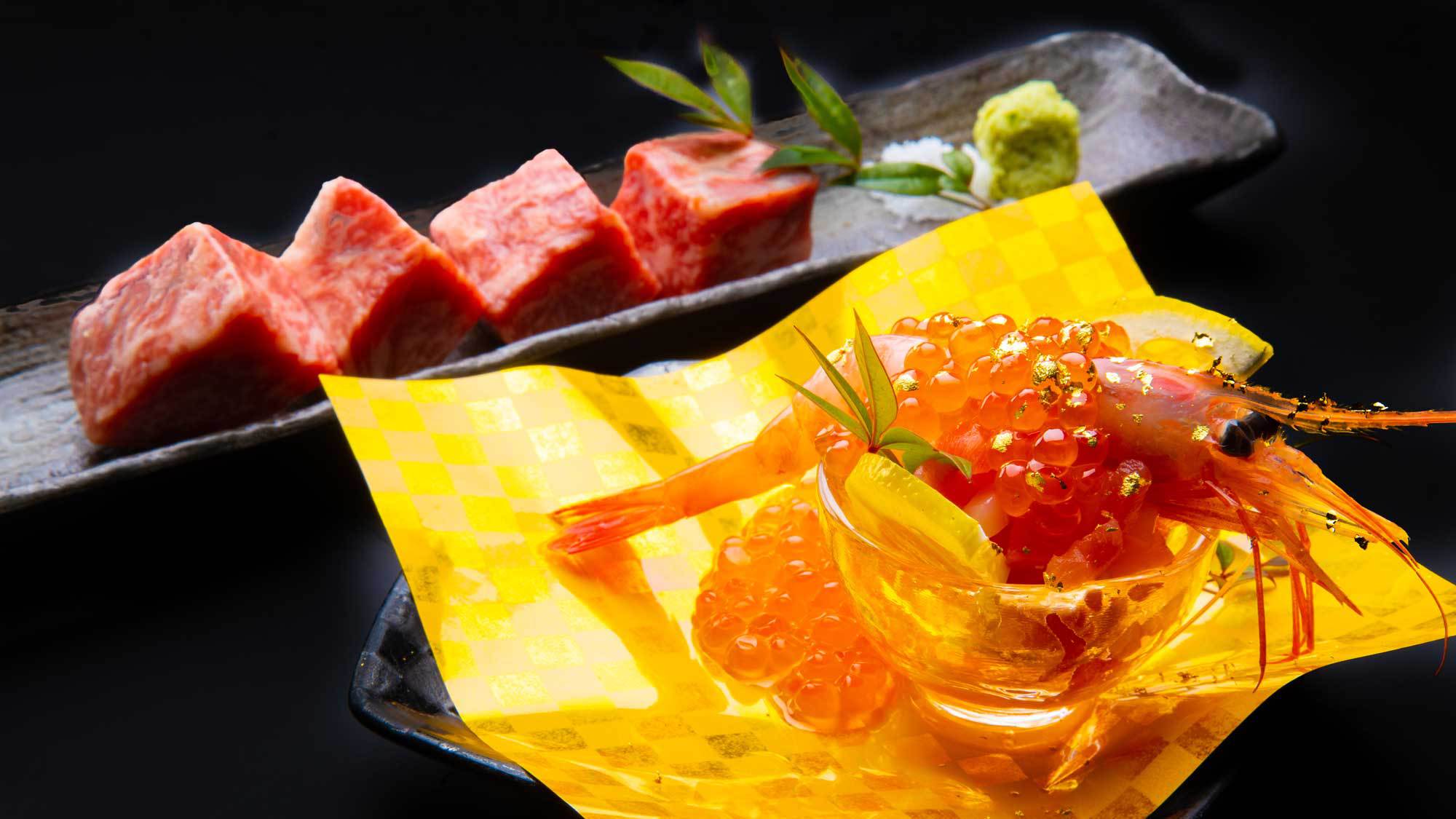 【朝食】贅沢朝食〜キラキラ海の宝石箱&国産牛ミニステーキ付き〜