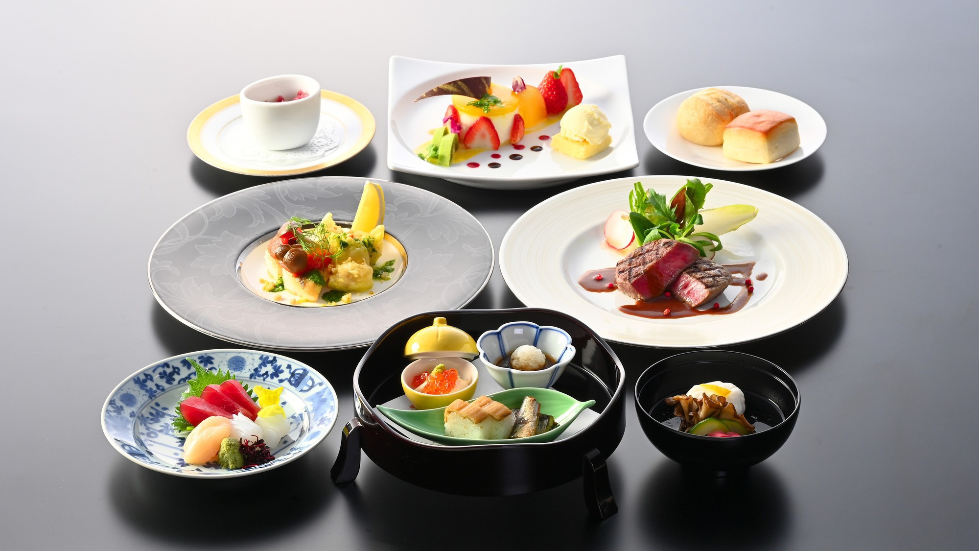 【期間限定】ワンランク上の和洋折衷コースプラン ＜2食付＞《夕食後半》 