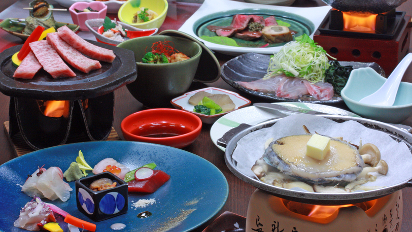あわび陶板蒸し&秋田錦牛ステーキ♪贅沢な和食コースプラン