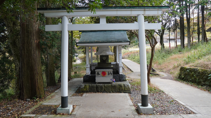 白龍神社白い鳥居が珍しい。家運上昇、縁結び、商売繁盛の御利益があるそう