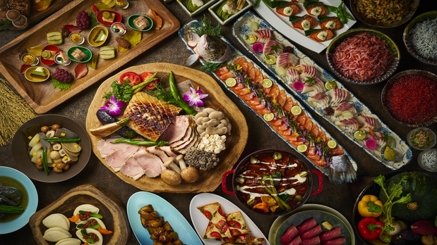 【1泊2食付きビュッフェプラン】潮騒をBGMに温泉と地域の旬の味覚を味わう！