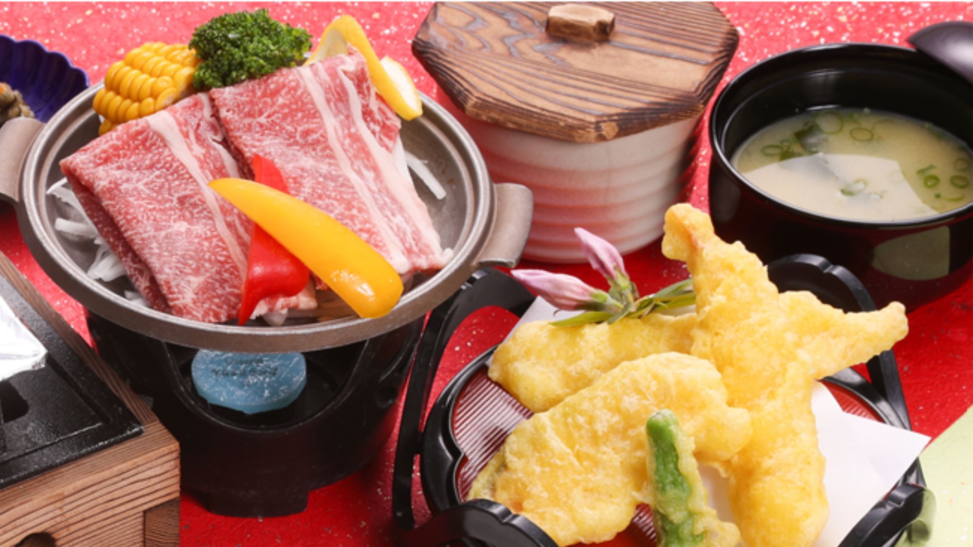 【Wグルメ会席】長崎牛レモン陶板焼き&鮑の踊り焼き付会席