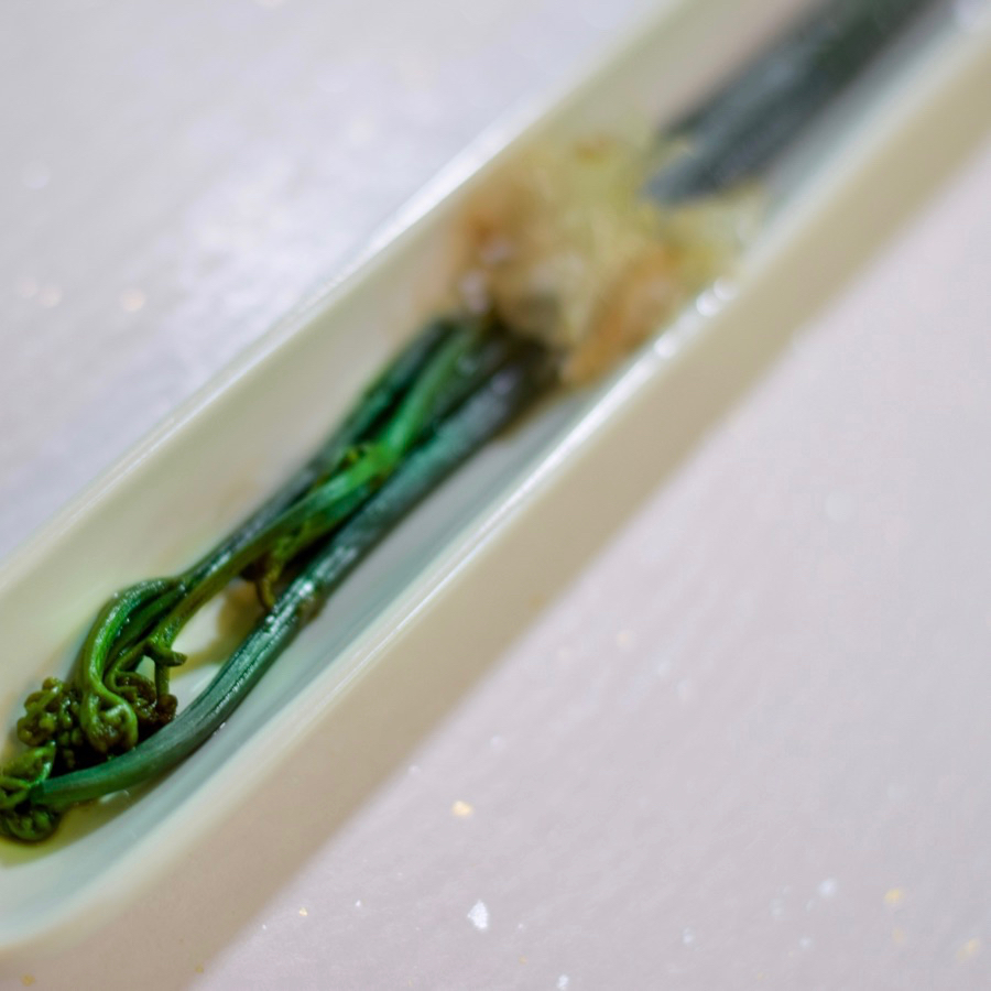 山菜料理の一例。奥会津の山菜は鮮度もよく、味付けがひき立ちます。