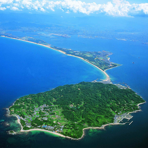 空からの志賀島金印とロマンの島、志賀島へようこそ！