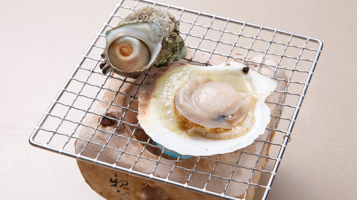 【夕食】人気の海鮮網焼き