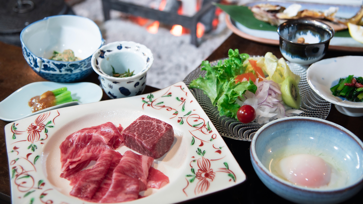 肉好きには堪らない！奥会津牛の焼きしゃぶとステーキを同時にどうぞ