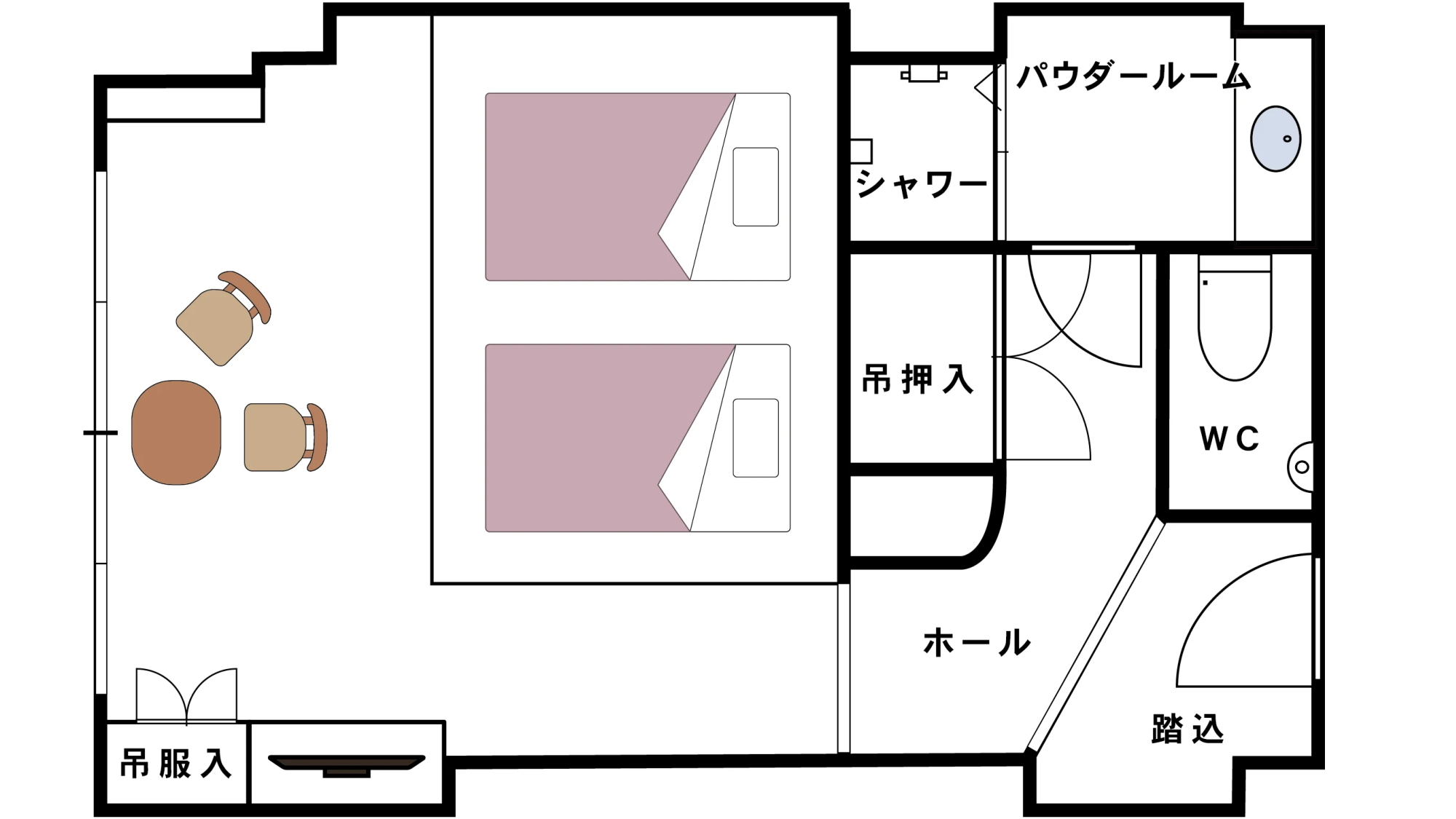 【本館最上階和モダンツイン】間取り