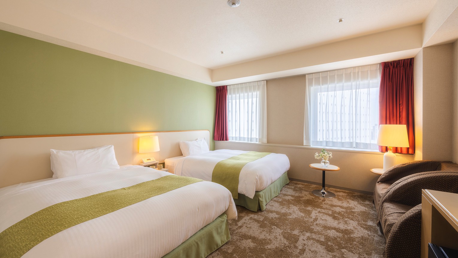 スタンダードツインルーム（ワイドベッド）一例広さ25.0平米／ベッド幅140cm