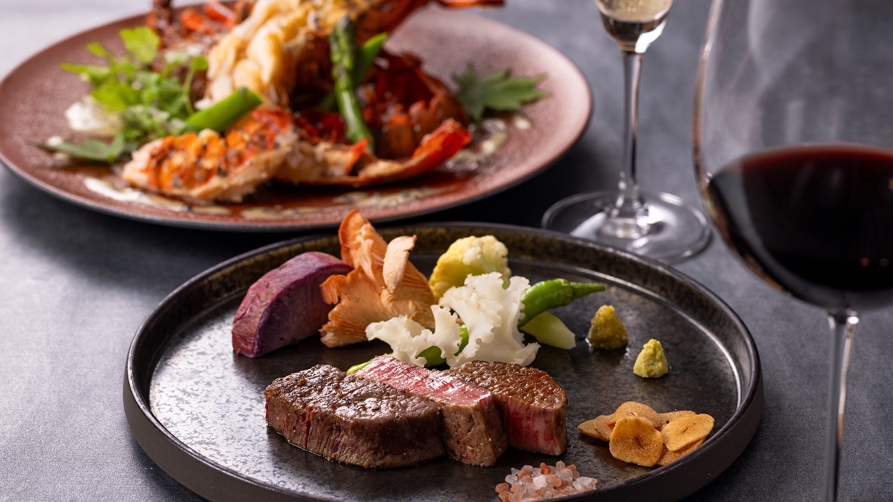 【ディナー】別館1階ふじた／ステーキ、伊勢海老鉄板焼イメージ