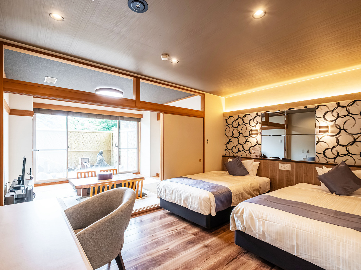 【和モダン和洋室】ペット同伴客室46平米露天岩風呂