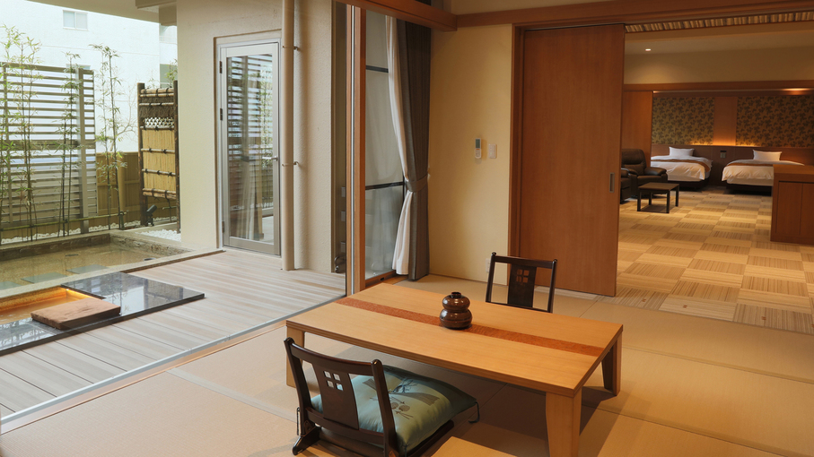 【別館1F貸切特別室「太閤」140平米】お部屋全景和室からベッドルームまで