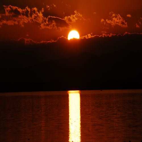 網走湖の夕陽